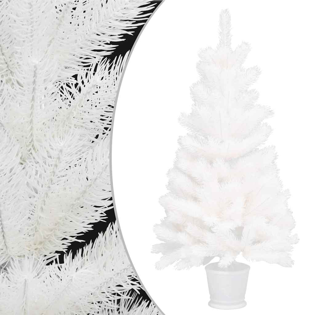 Vidaxl Artificial Pre-Lit Christmas Tree With Balls - 35.4&quot; White Pe Xmas Tree, Energy-Efficient Led Lights, Durable & Water-Resistant, Shiny And Glitter White/Gray Balls - Suitable For Home/Indoo...