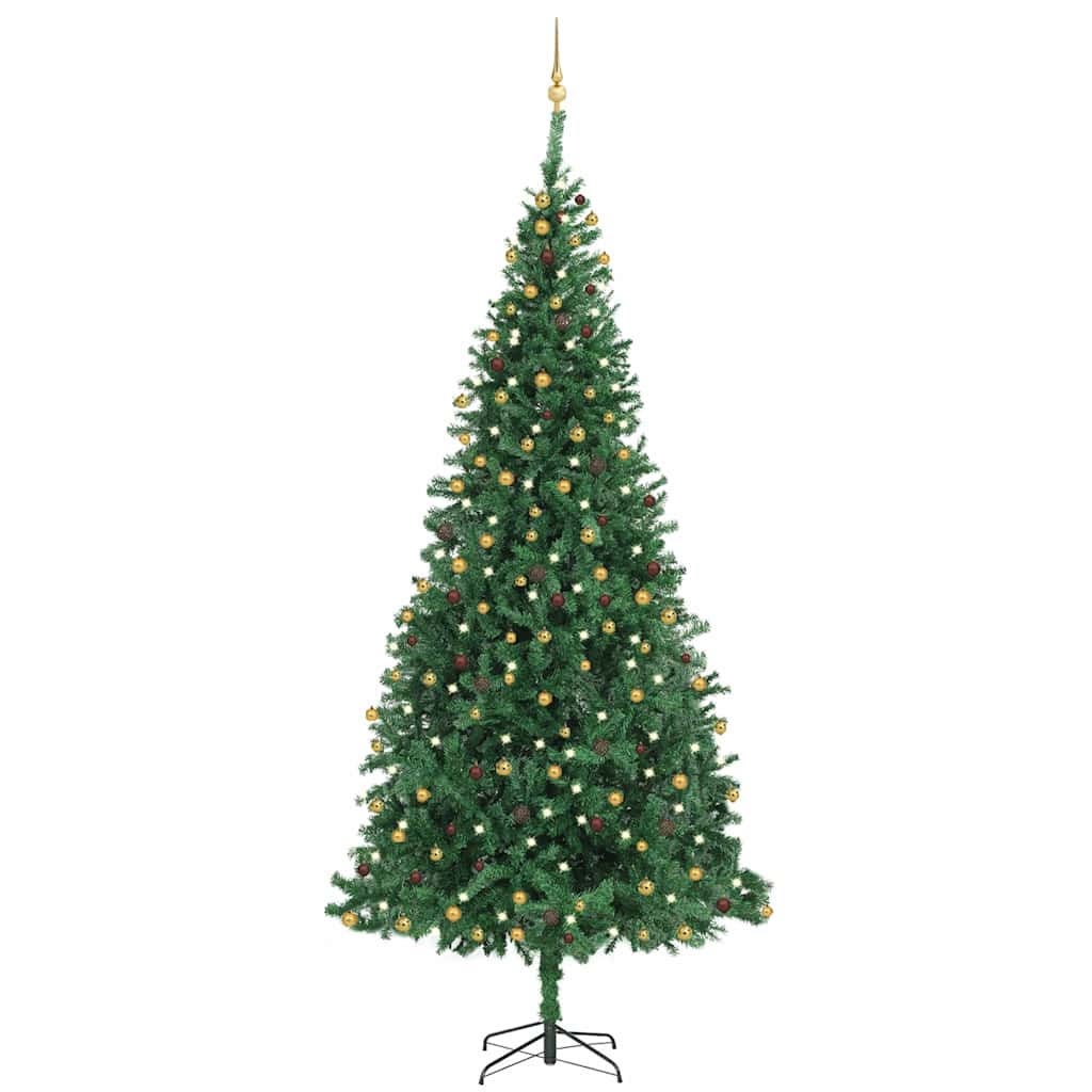 Vidaxl Artificial Christmas Tree With Leds&Ball Set Leds 118.1 Inch  Green