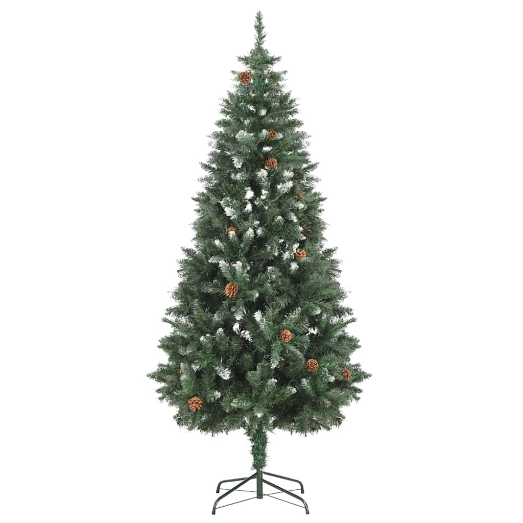 Vidaxl Artificial Christmas Tree-Pre-Lit With Led Lights, Glitter Branches, Pine Cones, Ball Set And Peak, Iron Base-Stable & Reusable