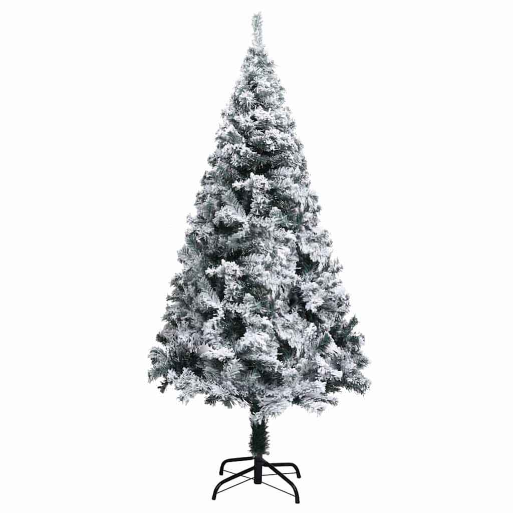 Vidaxl Artificial Pre-Lit Christmas Tree - Green Pvc With Ball Set, 150 Led Lights, Flocked Snow, 59.1&quot; Height, 37.4&quot; Diameter, Complete Xmas Decoration