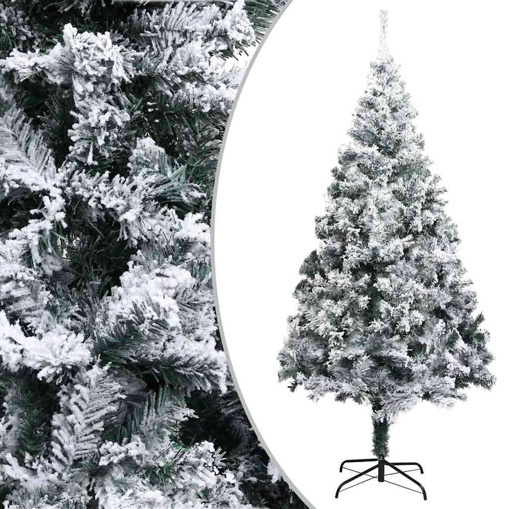 Vidaxl Artificial 94.5&quot; Green Christmas Tree With Leds & Rose Gold Balls| Snow Flocked, Densely Pvc Braches | Energy Efficient Led Lights | Easy Assembly | Home Holiday Decor