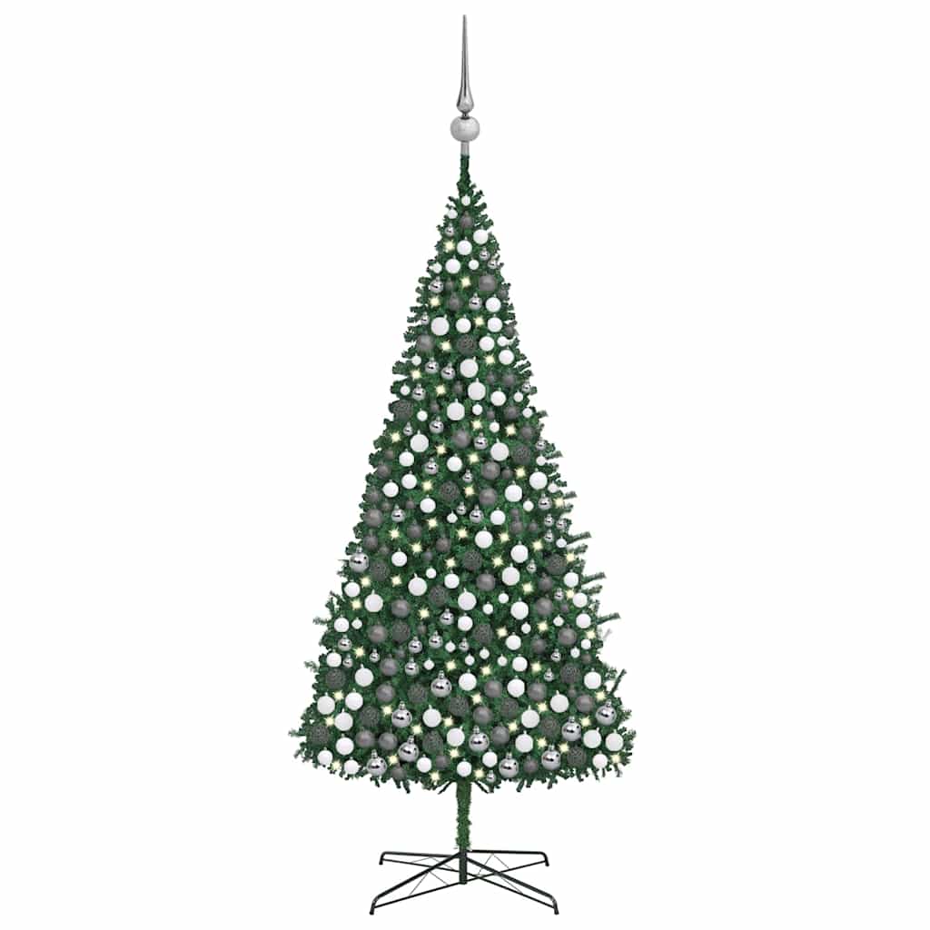Vidaxl Artificial Christmas Tree With Leds&Ball Set Leds 157.5 Inch  Green