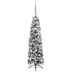 Vidaxl Slim Artificial Christmas Tree With Leds&Ball Set Accessory Ornament Festival Holiday Party Home Artificial Tree Xmas Decoration Green