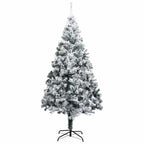 Vidaxl 94.5" Lifelike Pvc Artificial Christmas Tree - Extra Thick Branches With Snow Flocking - Includes Led Lights And Decorative Ball Set - Green, White, Grey