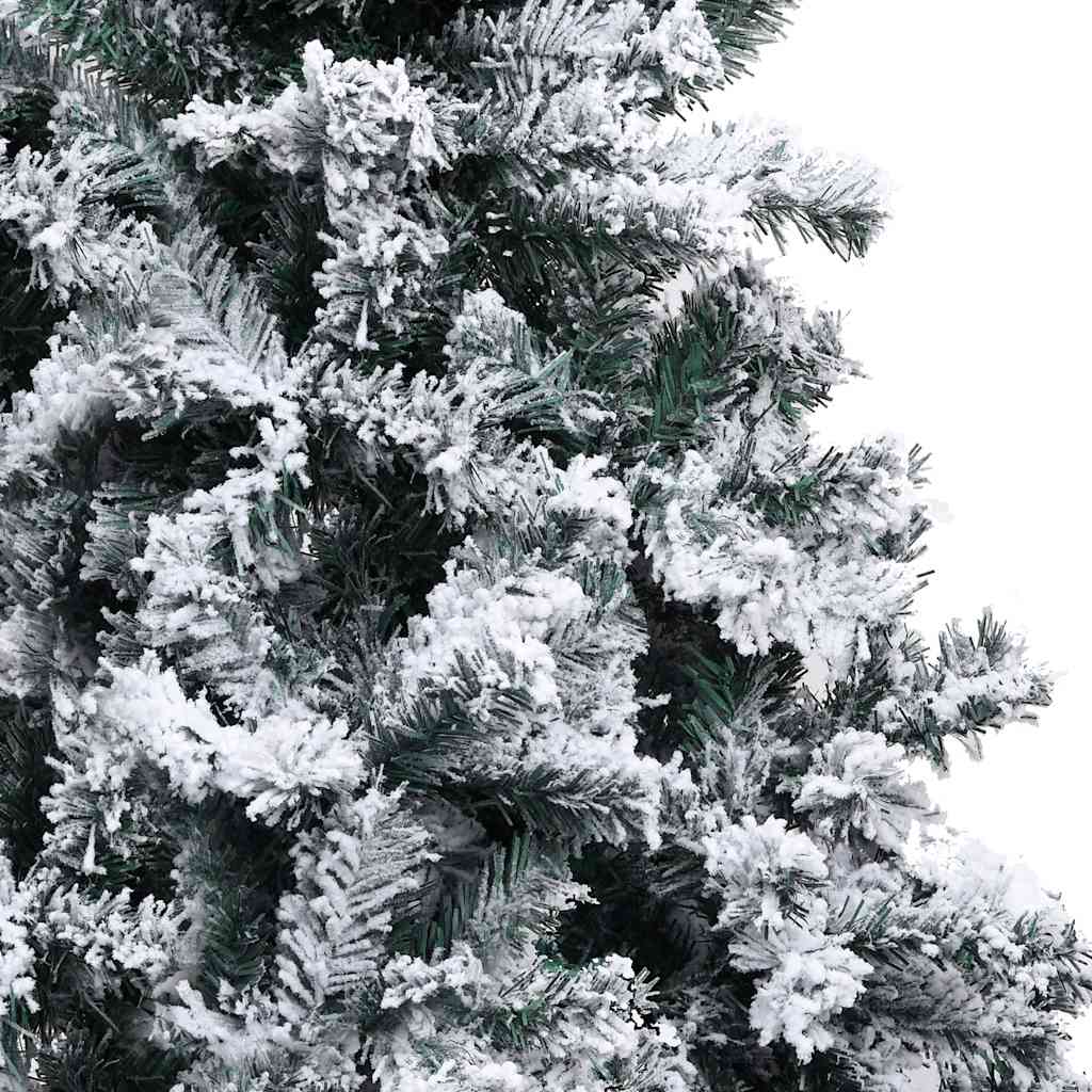 Vidaxl 94.5" Lifelike Pvc Artificial Christmas Tree - Extra Thick Branches With Snow Flocking - Includes Led Lights And Decorative Ball Set - Green, White, Grey