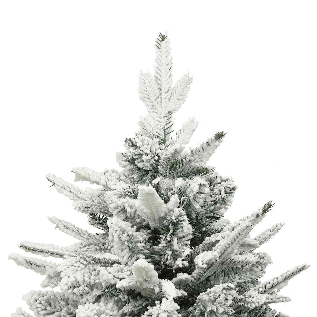 Vidaxl Led Artificial Christmas Tree - Flocked Snow, Green, 82.7" - Includes Balls & Steel Stand