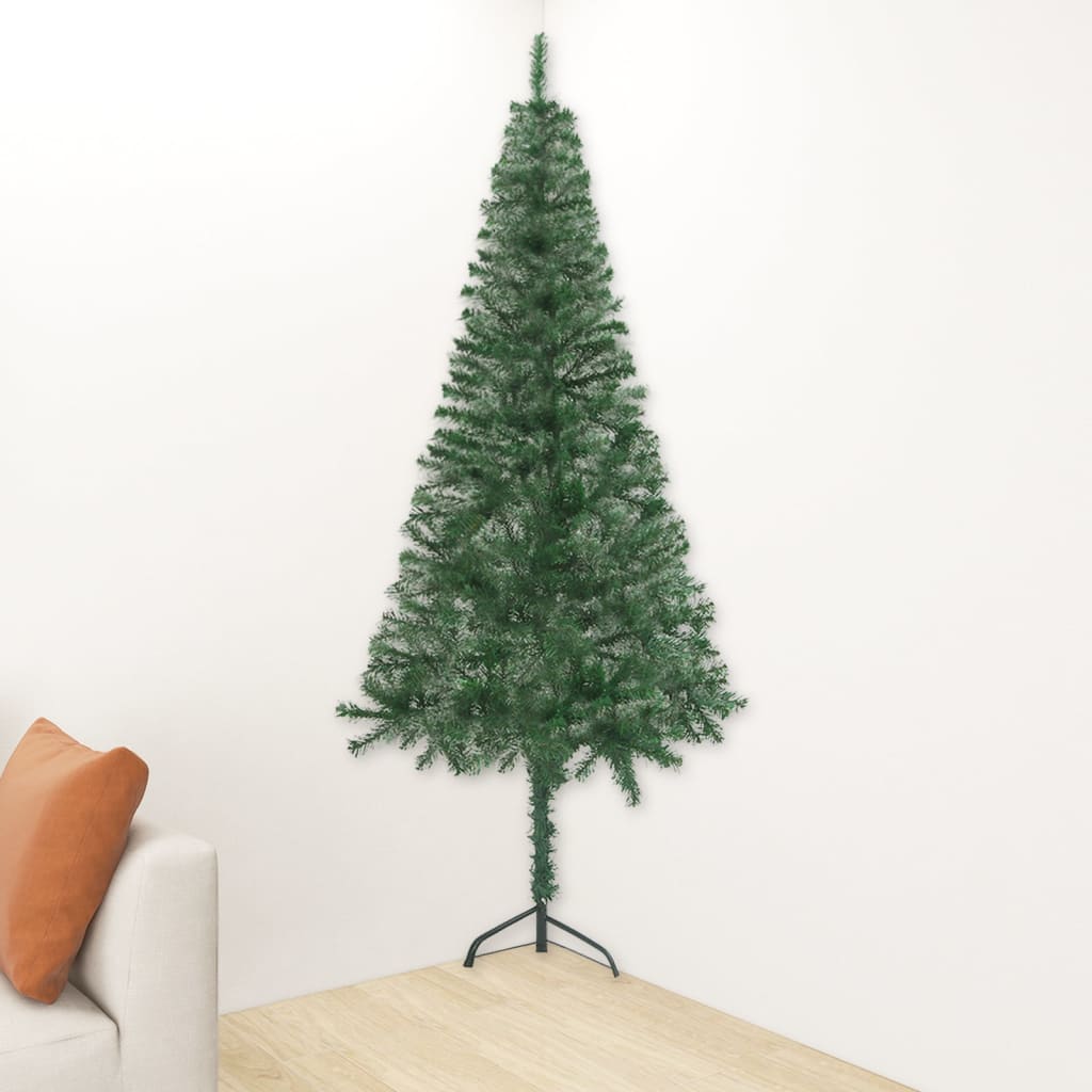 Vidaxl Green Corner Artificial Pre-Lit Pvc Christmas Tree - Lifelike Design - Economical, Energy-Efficient - With Durable Steel Stand - 70.9&quot; Height