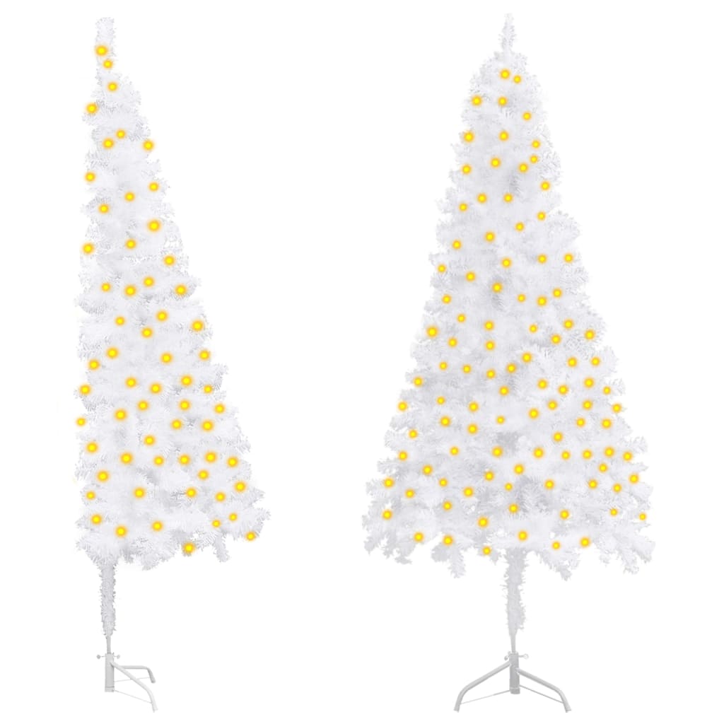 Vidaxl Corner Artificial Pre-Lit Christmas Tree With Led Lights – 82.7-Inch Pvc White Christmas Tree – Perfect For Limited Spaces And Holiday Decorations