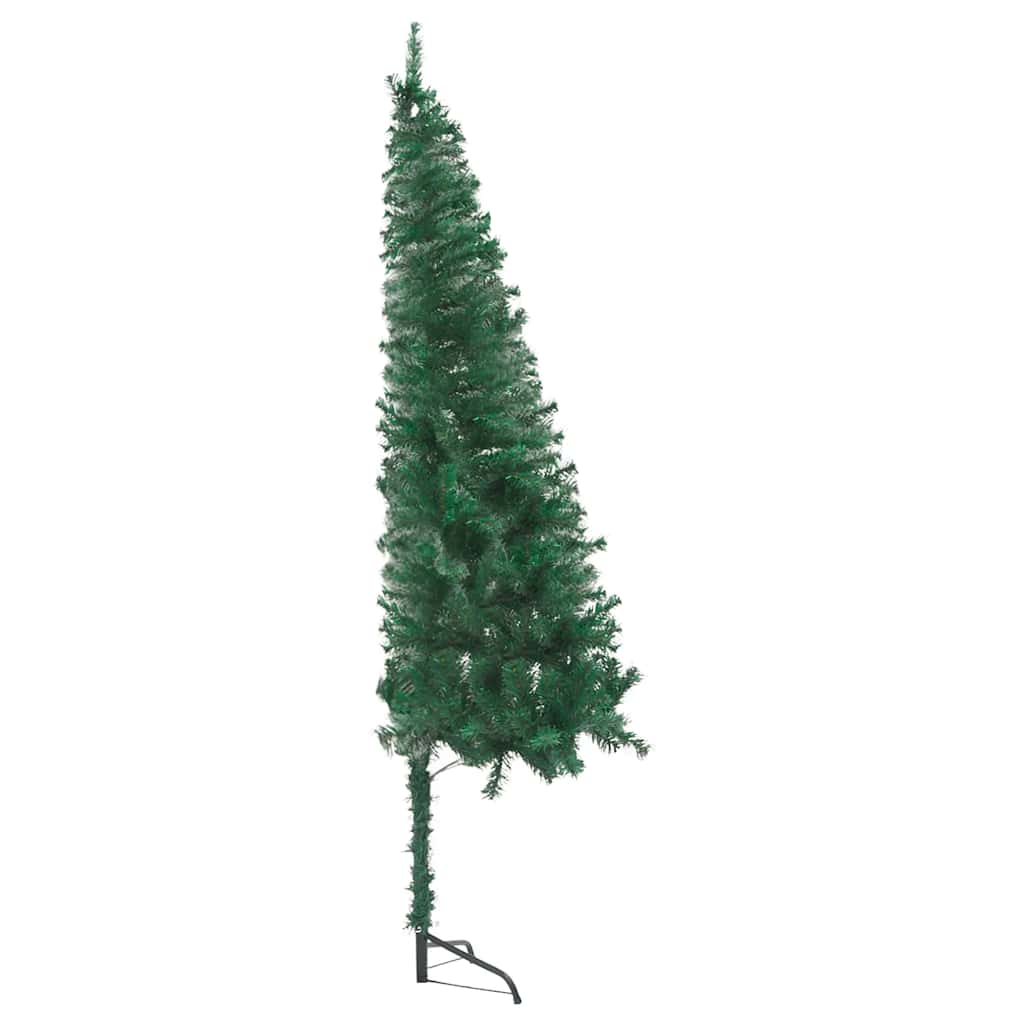 Vidaxl Pvc Corner Artificial Christmas Tree With Leds, Decorative Balls And Stand - Green And Rose - 59.1&quot; Height