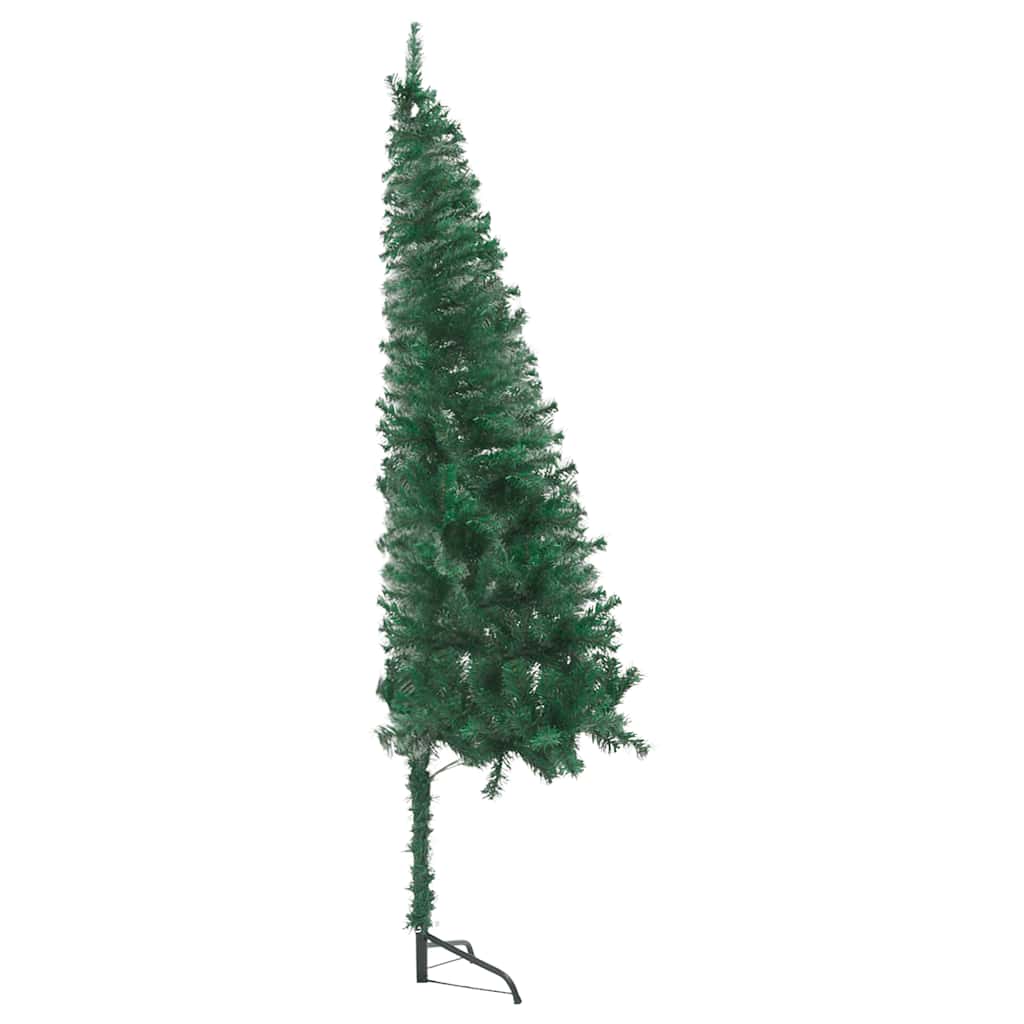Vidaxl Green Corner Pvc Artificial Christmas Tree With Led Lights And Ornament Balls - 59.1&quot; Height, 21.7&quot; Width - Includes Steel Stand