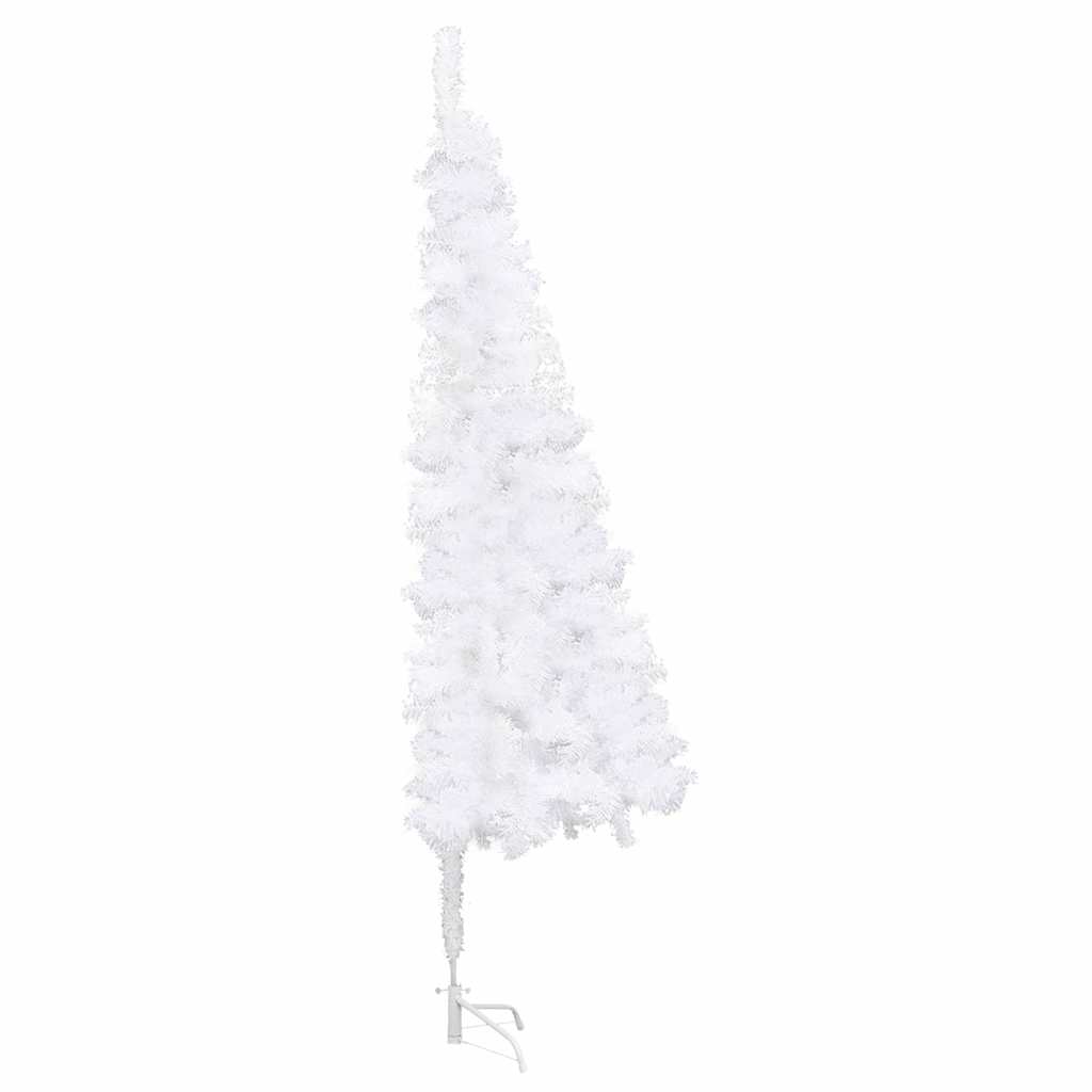 Vidaxl Artificial Christmas Tree Corner Placement With Leds And Ball Set In White And Gray - 70.9 Inches Tall With A 25.6 Inch Maximum Tree Width