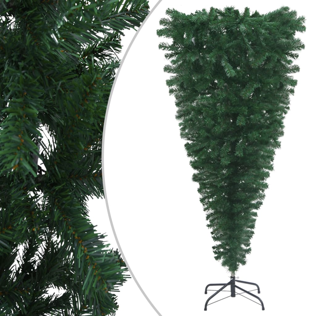 Vidaxl Upside-Down Artificial Green Christmas Tree With Pre-Lit Led Lights And Adjustable Branches - Economical Choice, Indoor Holiday Decor 59.1"