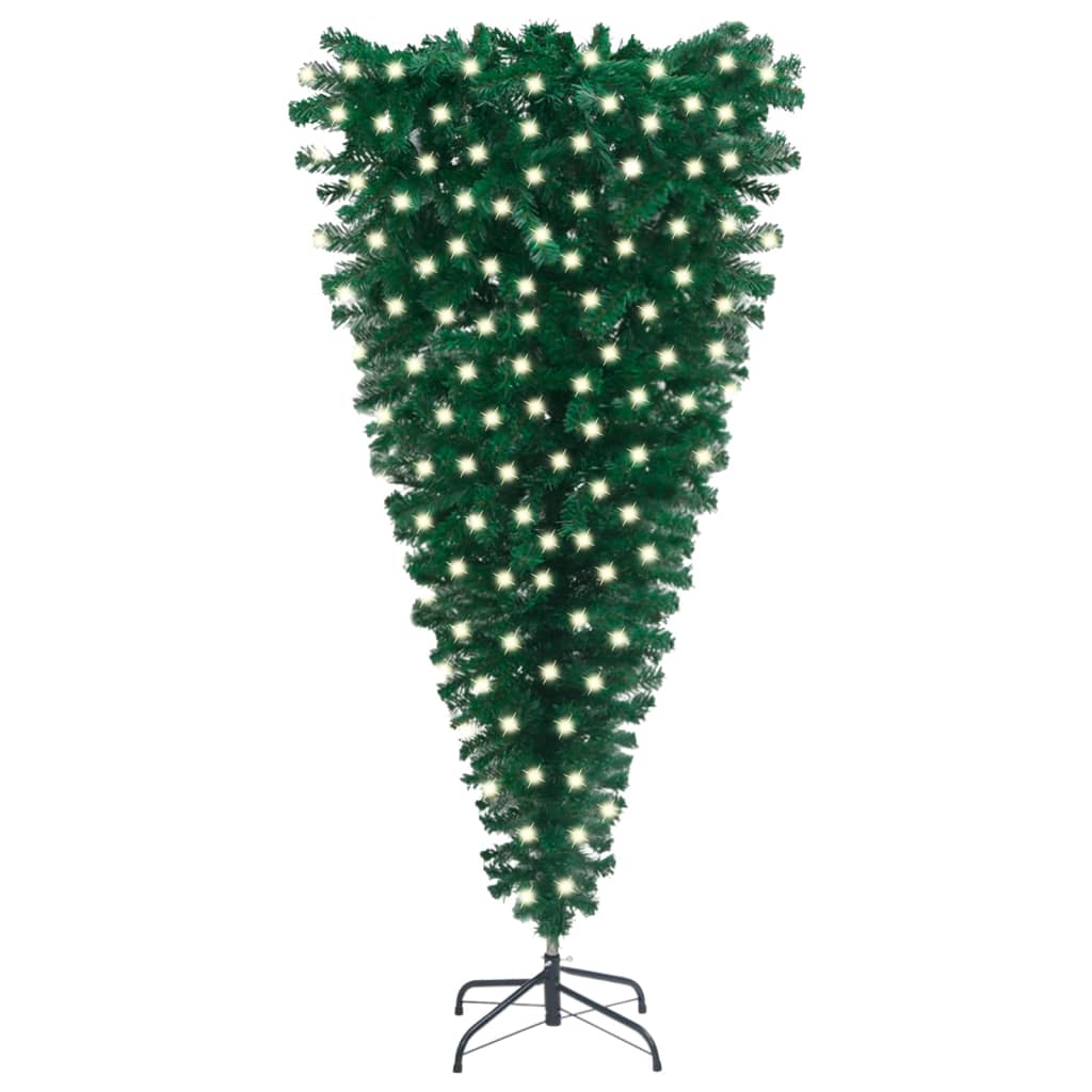 Vidaxl Upside-Down Artificial Christmas Tree With Leds Home Garden Outdoor Holiday Xmas Seasonal Tree Christmas Decoration Ornament Green 94.5&quot;