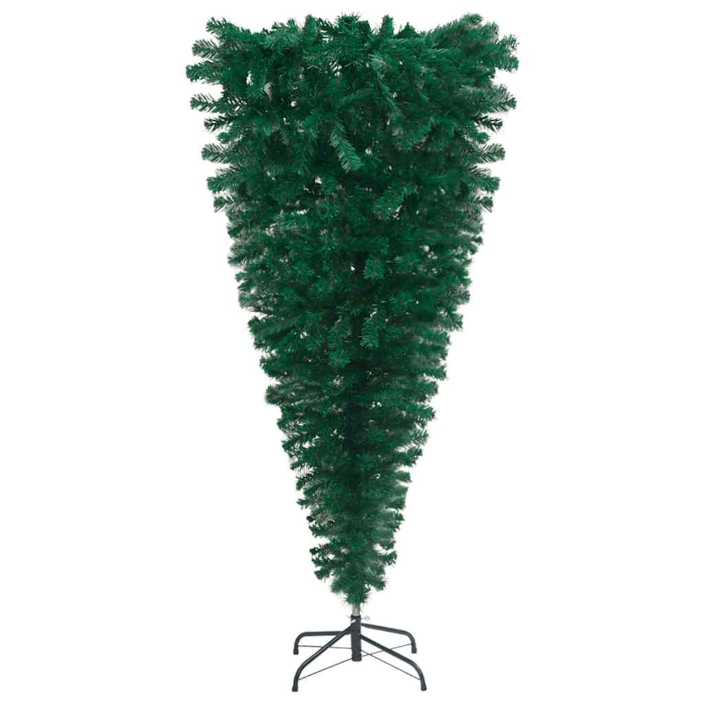 Vidaxl Artificial Christmas Tree In Upside-Down Style, 59.1 Inches, With Leds And Decorative Balls, Economical Choice, In Durable Pvc - Green Gold