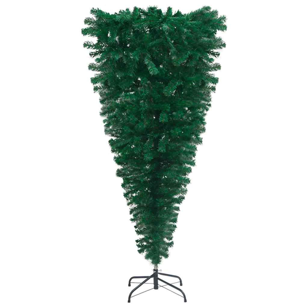 Vidaxl Upside-Down Artificial Christmas Tree - Complete Set With Led Lights, Decorative Balls And Stand - Unique Green Christmas Decor For Indoor Use