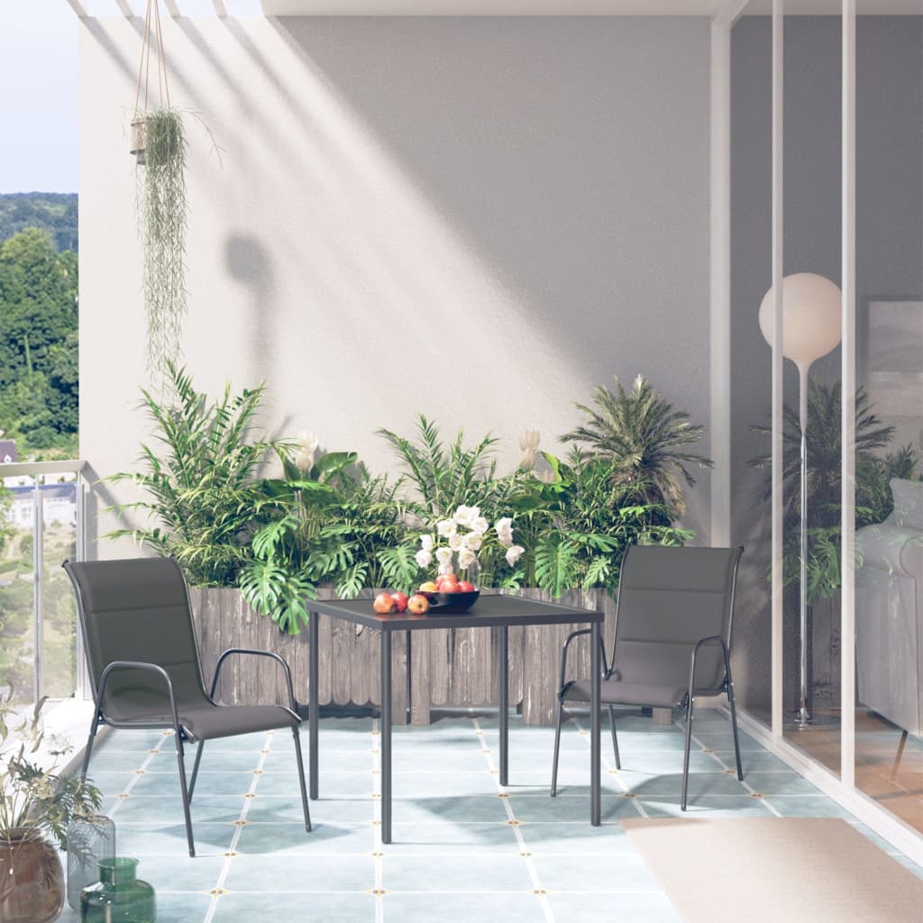 vidaXL 3 Piece Patio Dining Set Steel Anthracite