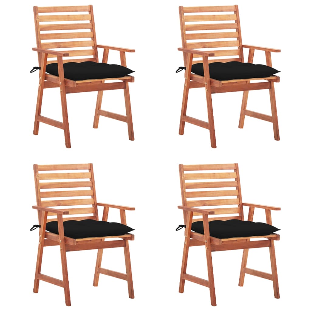 vidaXL Patio Dining Chairs 4 pcs with Cushions Solid Acacia Wood