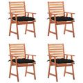 vidaXL Patio Dining Chairs 4 pcs with Cushions Solid Acacia Wood