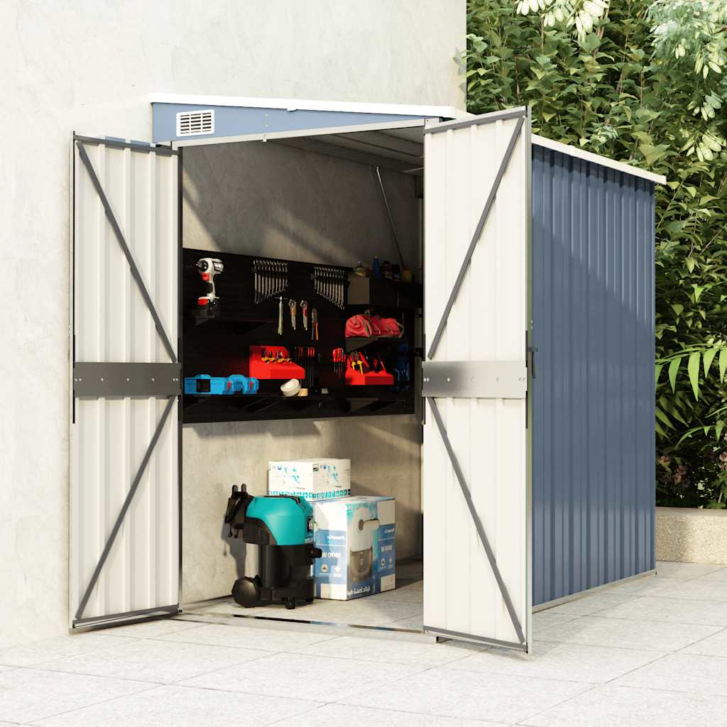 vidaXL Wall-mounted Garden Shed Gray 46.5x76.4x70.1 Galvanized Steel