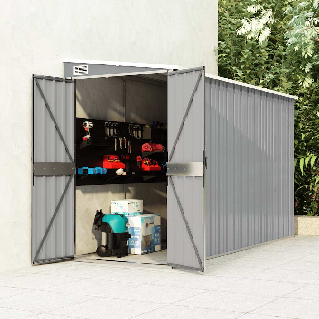 vidaXL Wall-mounted Garden Shed Gray 46.5x113.4x70.1 Galvanized Steel