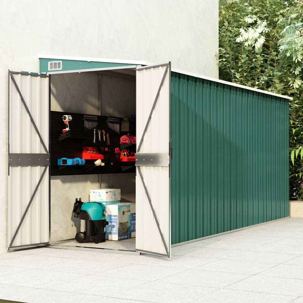 vidaXL Wall-mounted Garden Shed Green 46.5x150.4x70.1 Galvanized Steel