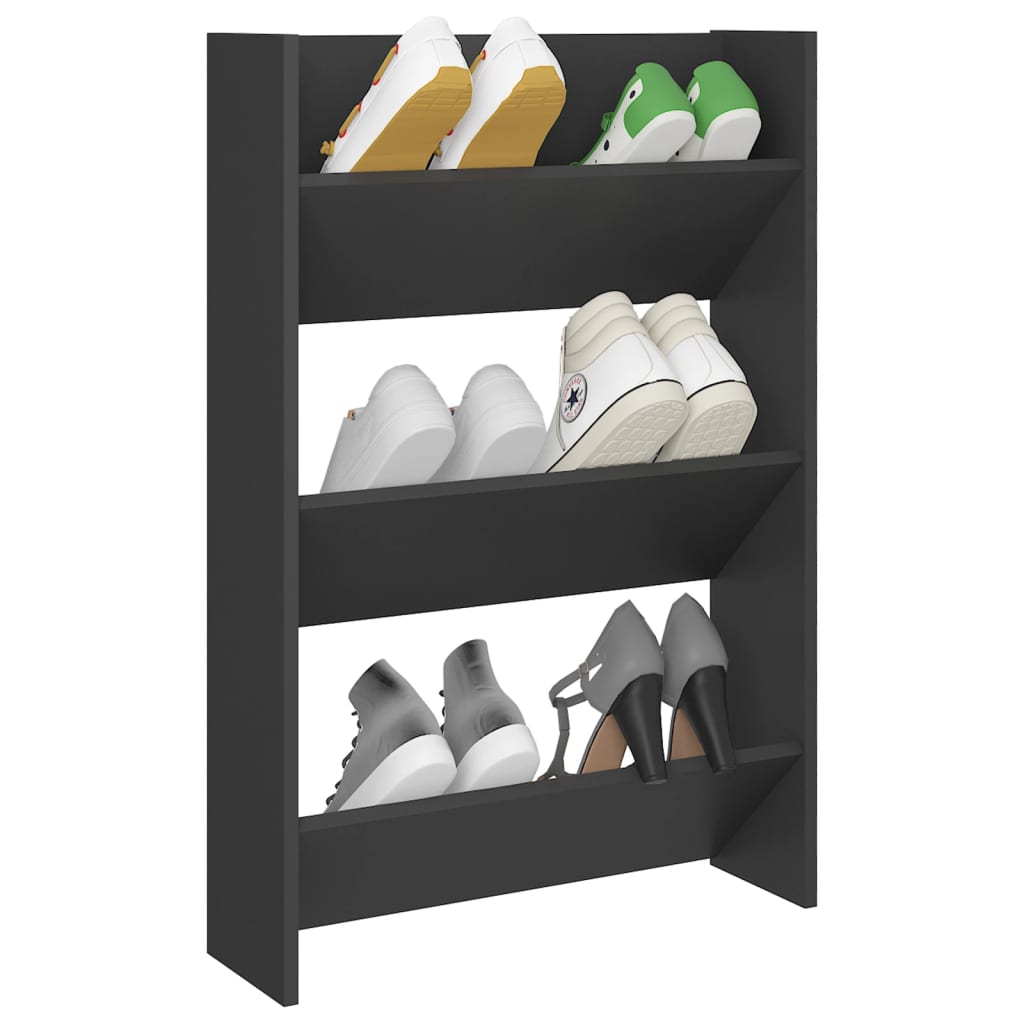 Vidaxl Wall Shoe Cabinet Home Hallway Shoe Rack Organizer Wall-Mounted Shelf Cabinet Furniture Gray 23.6&quot;X7.1&quot;X35.4&quot; Engineered Wood