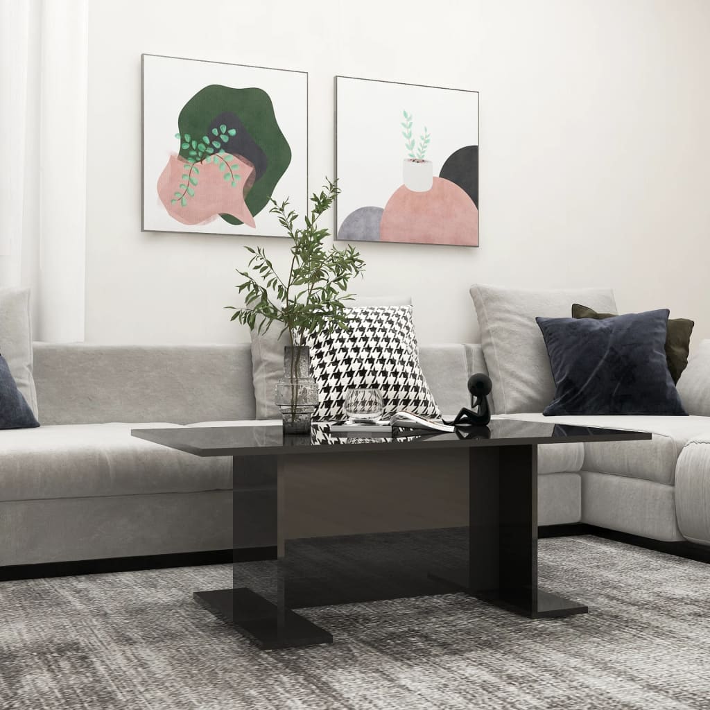 vidaXL Coffee Table High Gloss Black 40.7x23.6x15.7 Engineered Wood