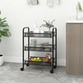 vidaXL 3-Tier Kitchen Trolley Black 18.1x10.2x25.2 Iron