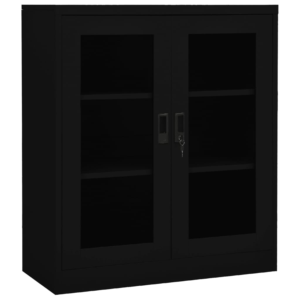 vidaXL Office Cabinet Black 35.4x15.7x41.3 Steel