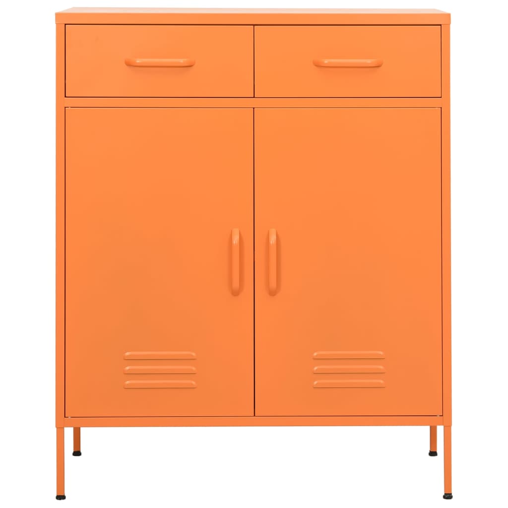 vidaXL Storage Cabinet Orange 31.5&quot; Steel Book Display Side Cabinet Furniture