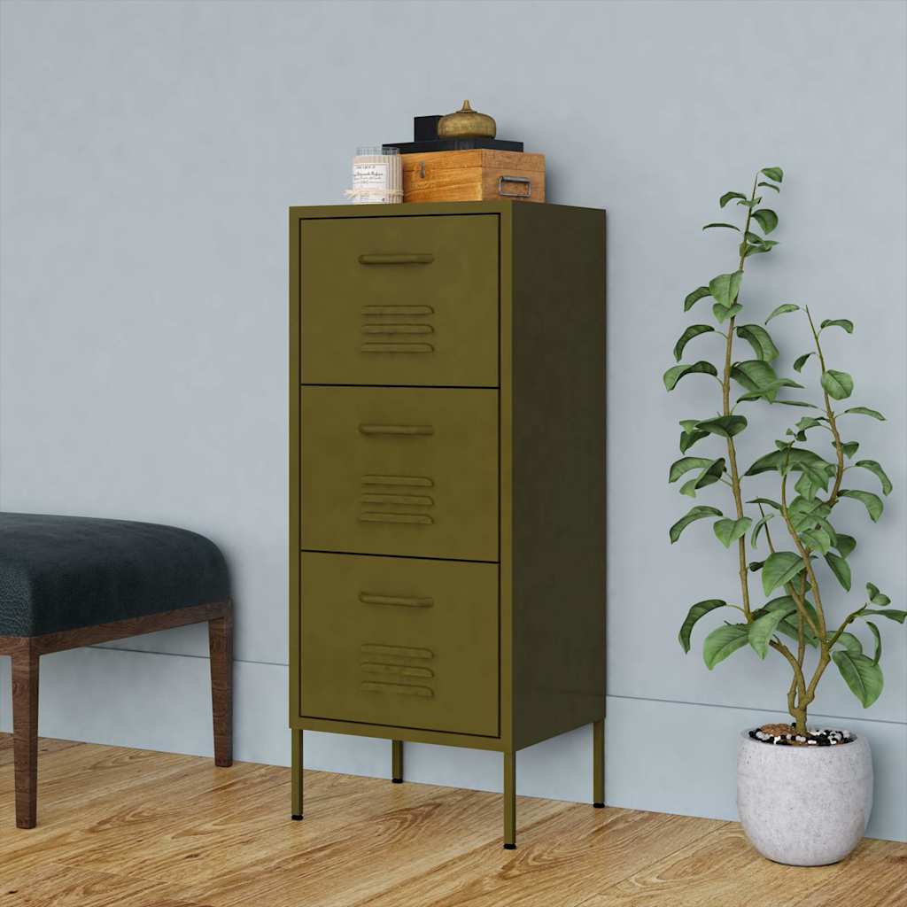 Vidaxl Storage Cabinet Olive Green 16.7 Inch X13.8 Inch X40 Inch  Steel
