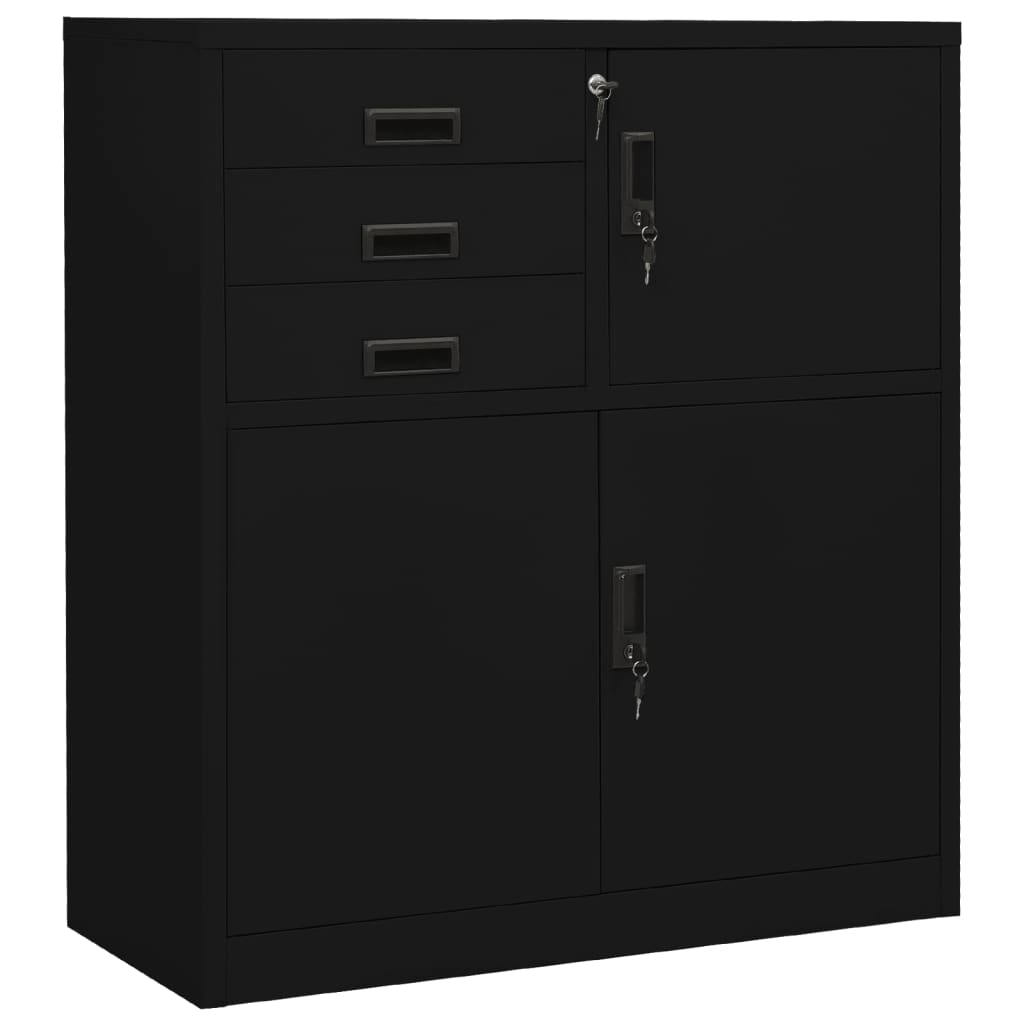vidaXL Office Cabinet Black 35.4x15.7x40.2 Steel