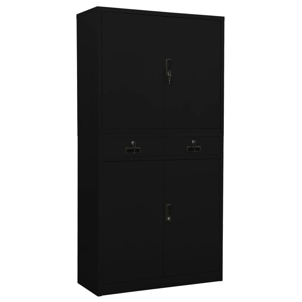 vidaXL Office Cabinet Black 35.4x15.7x70.9 Steel
