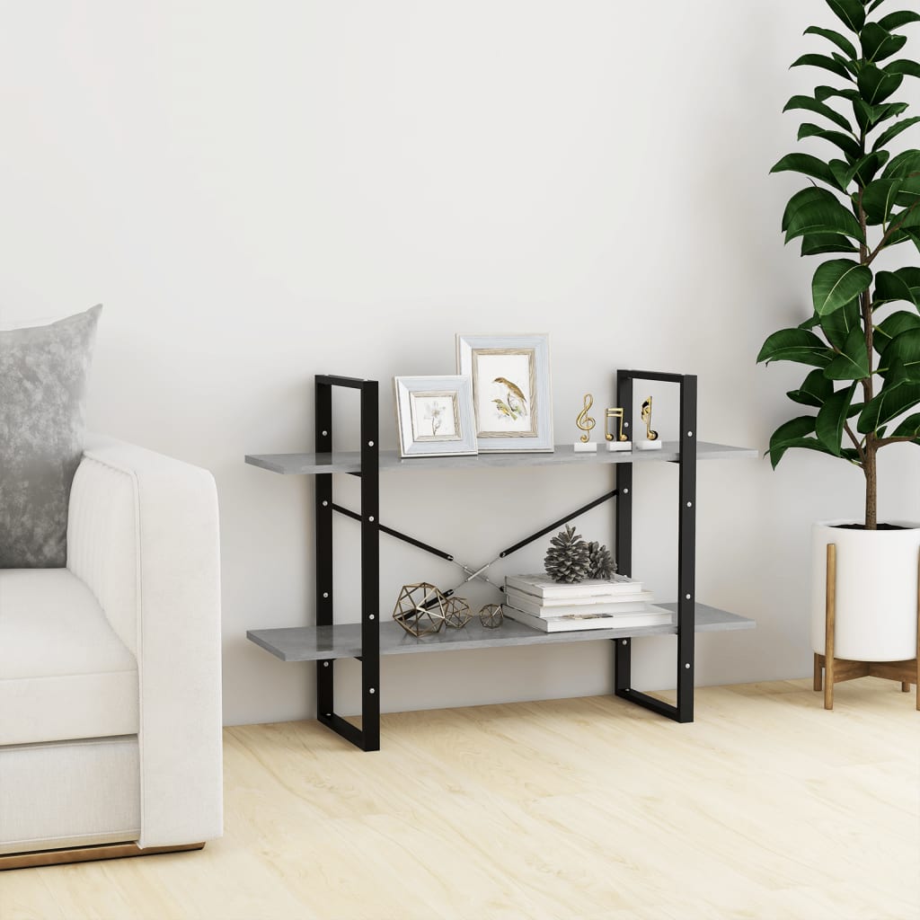 Libreria a 2 Ripiani Grigio Cemento 100x30x70 cm in Truciolato