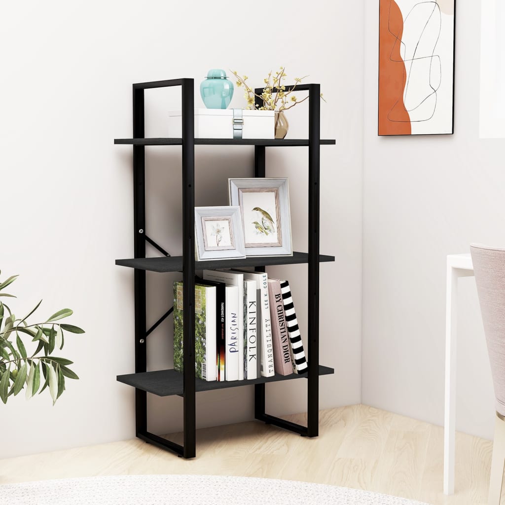 vidaXL Storage Shelf Black 23.6x11.8x41.3 Solid Wood Pine
