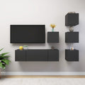 vidaXL 6 Piece TV Cabinet Set Gray Engineered Wood