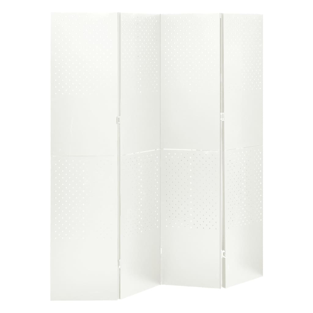 vidaXL 4-Panel Room Divider White 63x70.9 Steel