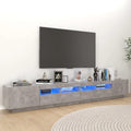 vidaXL TV Cabinet with LED Lights Concrete Gray 102.4x13.8x15.7
