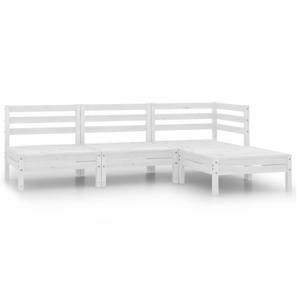 vidaXL 4 Piece Garden Lounge Set Solid Pinewood White