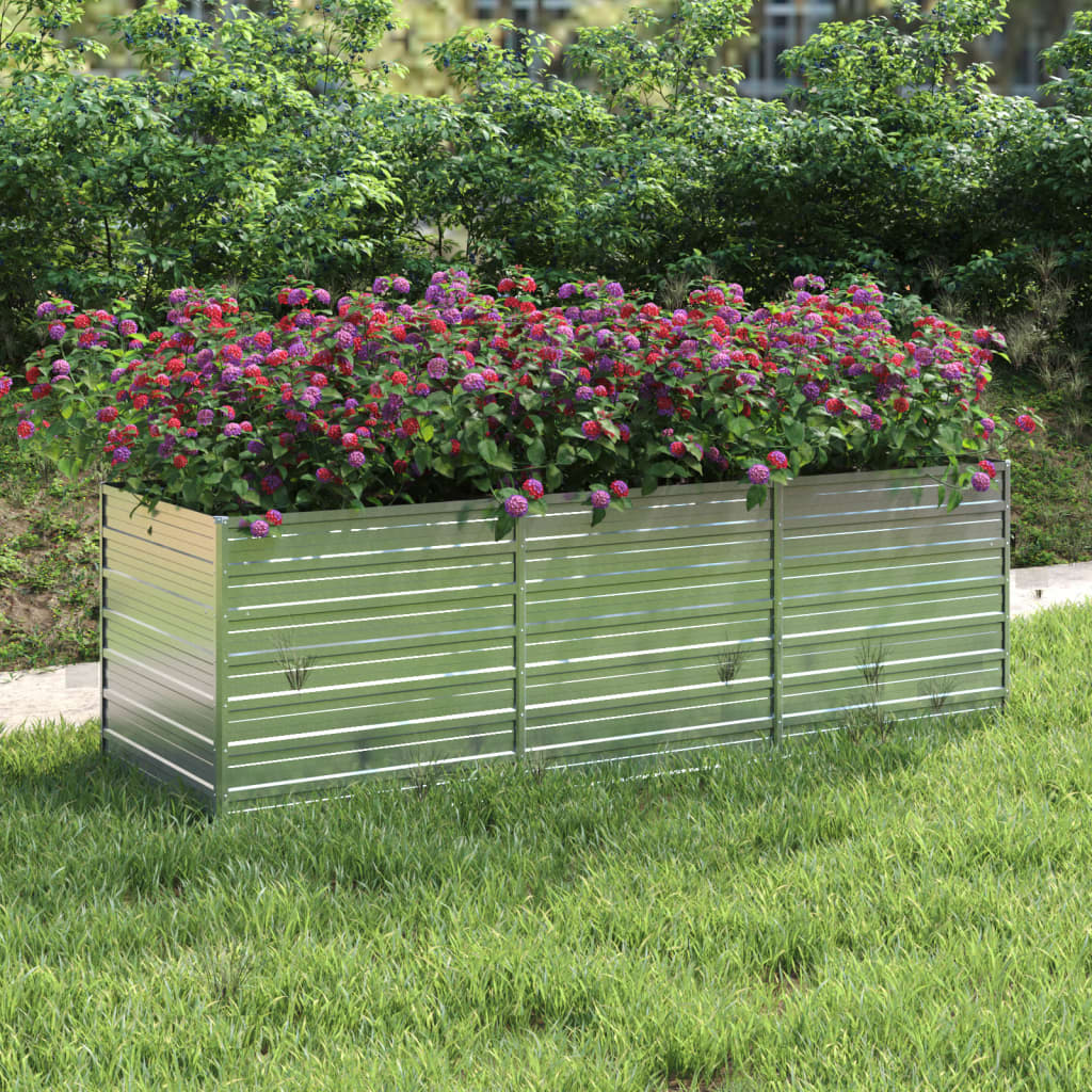 vidaXL Garden Raised Bed 94.5x31.5x30.3 Galvanized Steel Silver