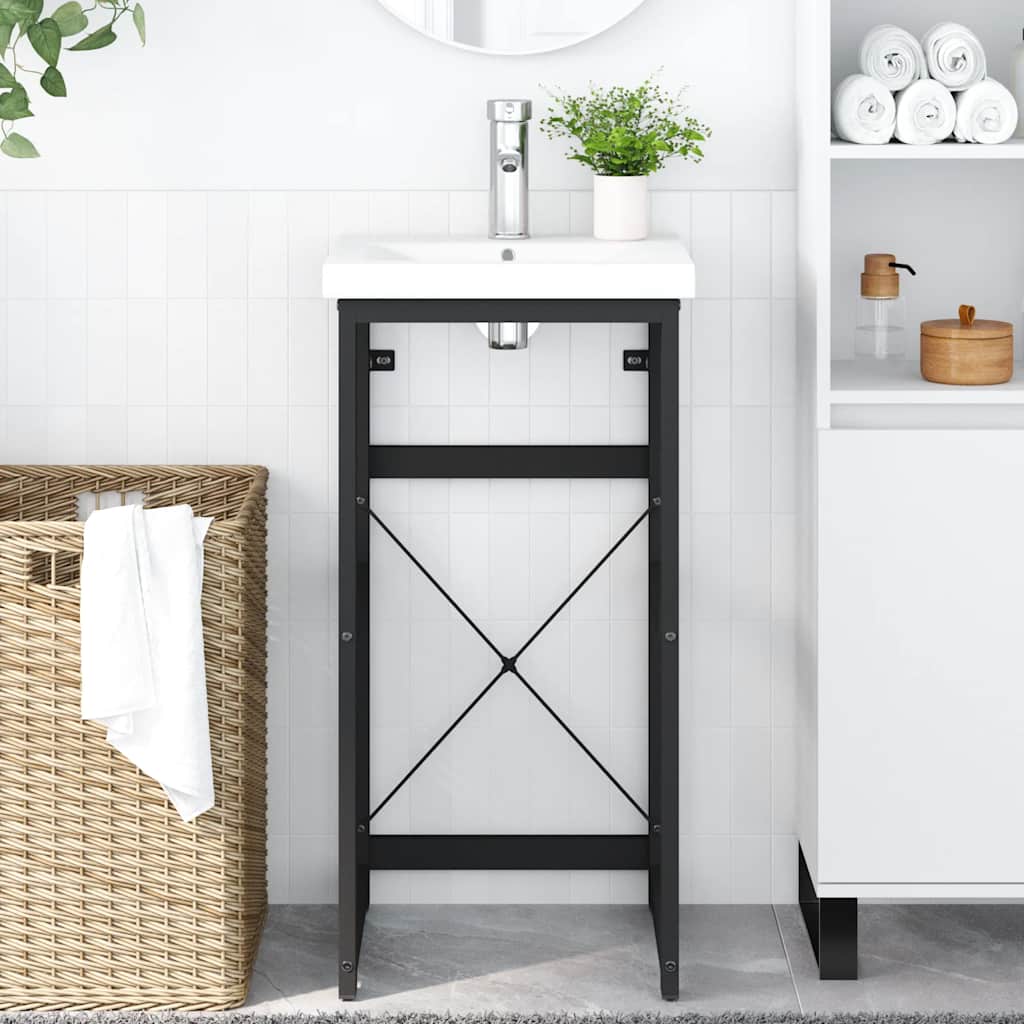 vidaXL Badezimmer Waschtischgestell Schwarz 40x38x83 cm Eisen