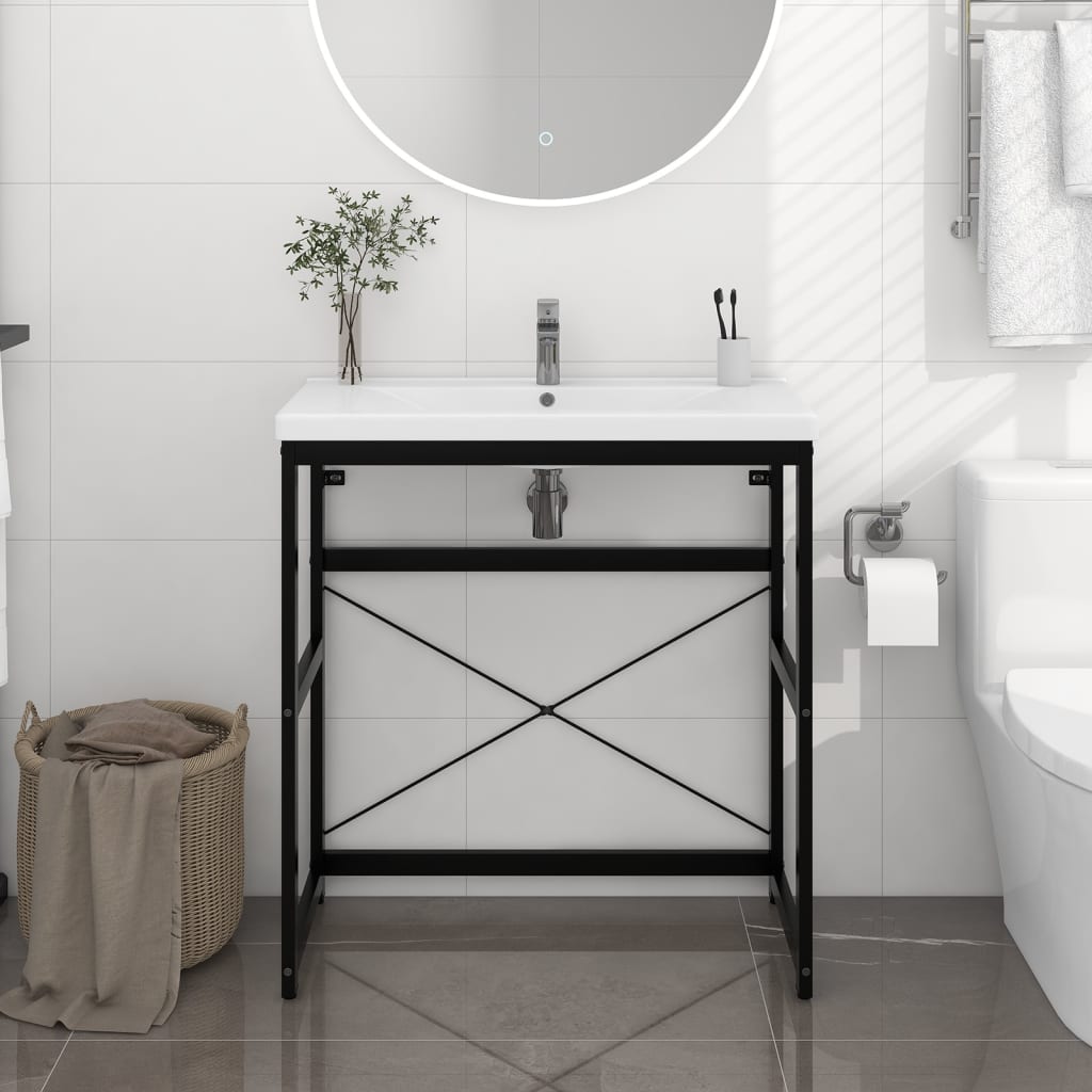 vidaXL Bathroom Washbasin Frame Black 31.1'' x 15'' x 32.7'' Iron