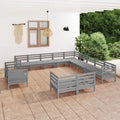 vidaXL 13 Piece Patio Lounge Set Solid Pinewood Gray