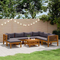 vidaXL 8 Piece Patio Lounge Set with Cushion Solid Acacia Wood