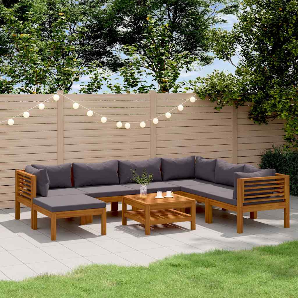 vidaXL 8 Piece Patio Lounge Set with Cushion Solid Acacia Wood