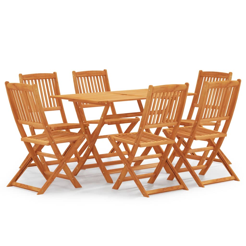 vidaXL 7 Piece Folding Patio Dining Set Solid Eucalyptus Wood