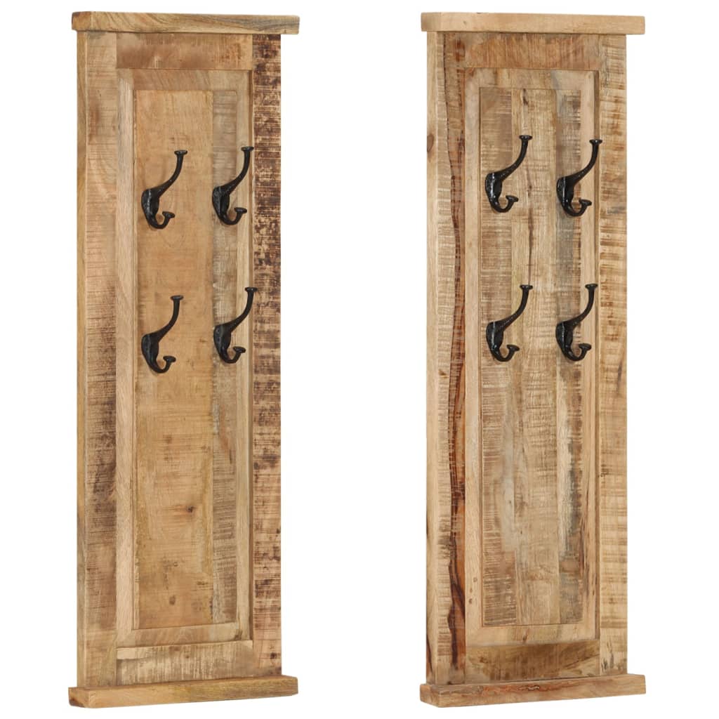 vidaXL Coat Racks Freestanding Solid Mango Wood with Wrought Iron Hooks - Antique-Style Wooden Coat Organizer - 15"x39.4" Wall-Mounted for Bedroom Hallway