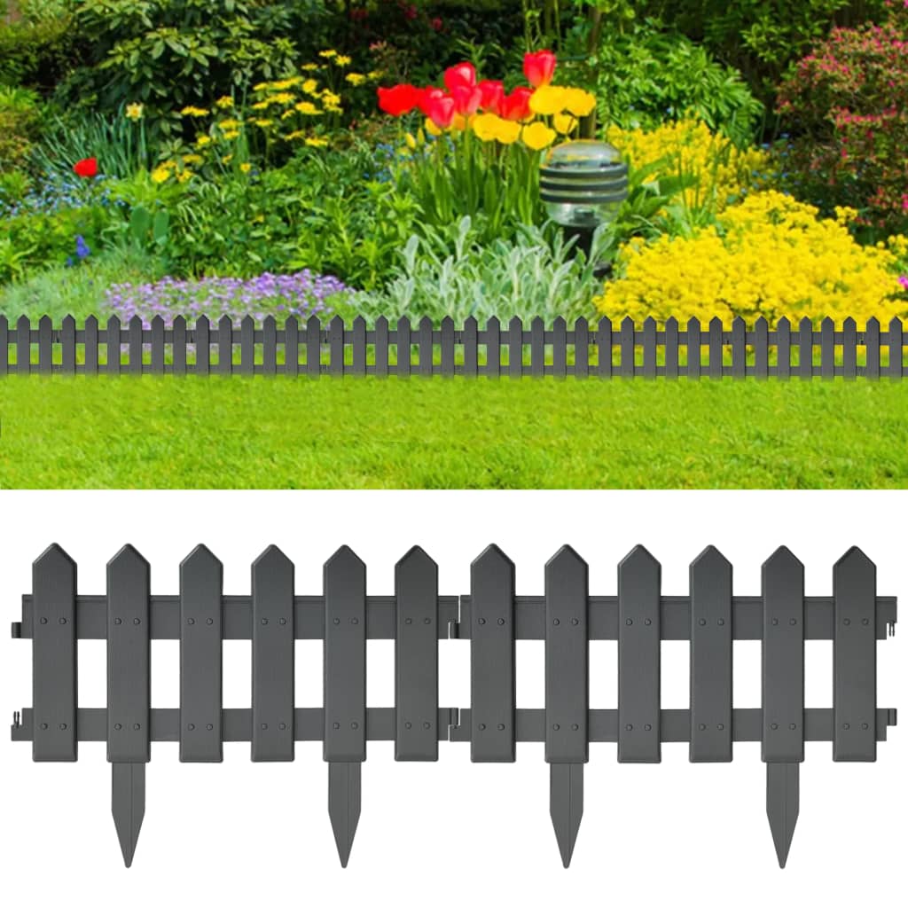 vidaXL Lawn Edgings 25 pcs Anthracite 32.8' Polypropylene