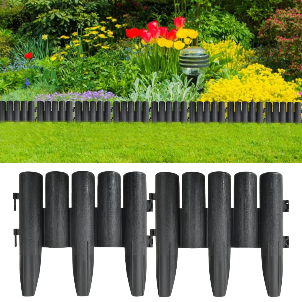 vidaXL Lawn Edgings 36 pcs Anthracite 389.8 Polypropylene
