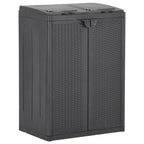 Vidaxl 100% Polypropylene Trash Bin With 2 Doors And 3 Bag Holders - Black, 25.6"X17.7"X34.6" – Lightweight, Weather-Resistant And Uv-Resistant With Rattan Look, Ideal For Functional Waste Separation